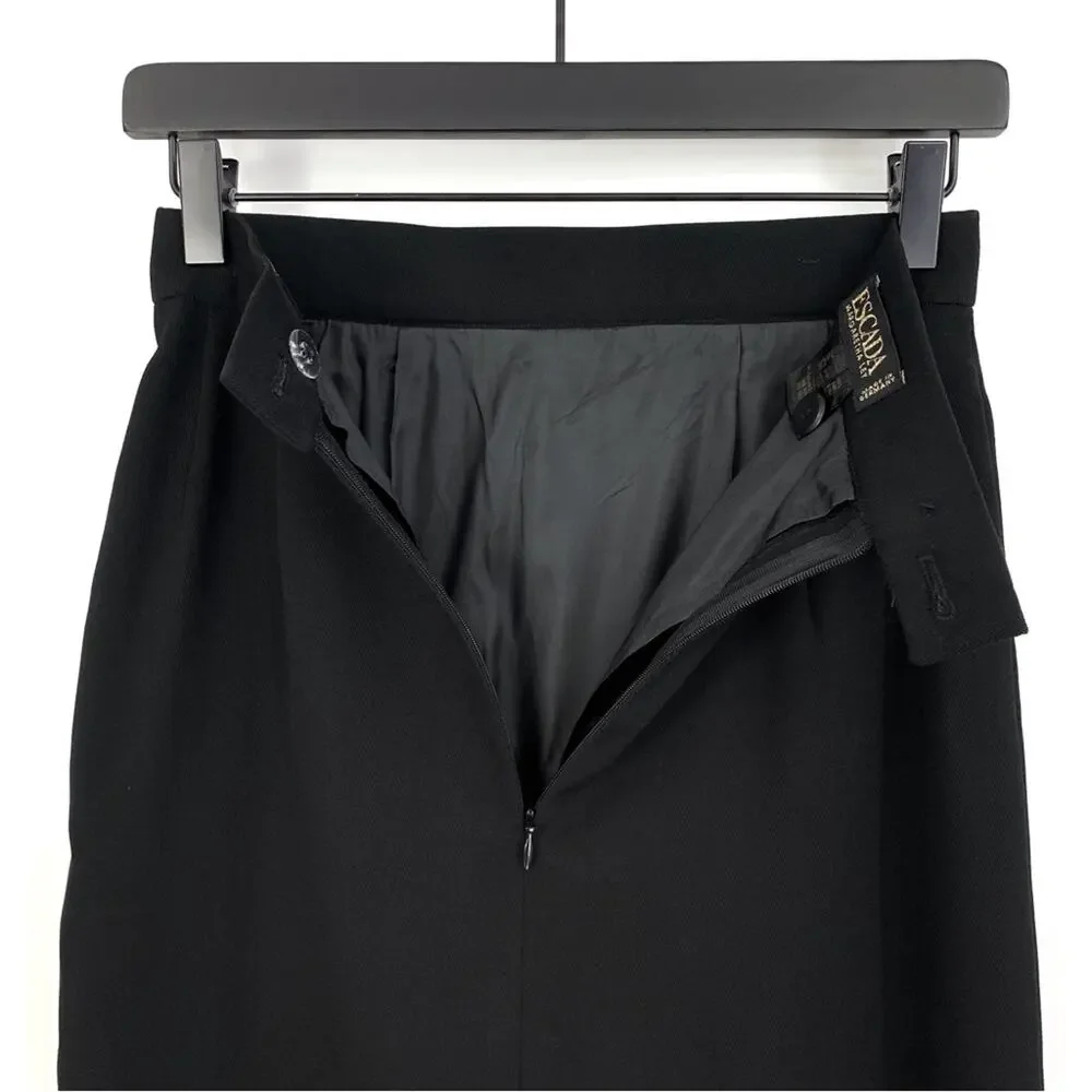 VTG ESCADA Wool Pencil Skirt Black 34